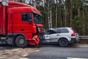 Truck accident on the road